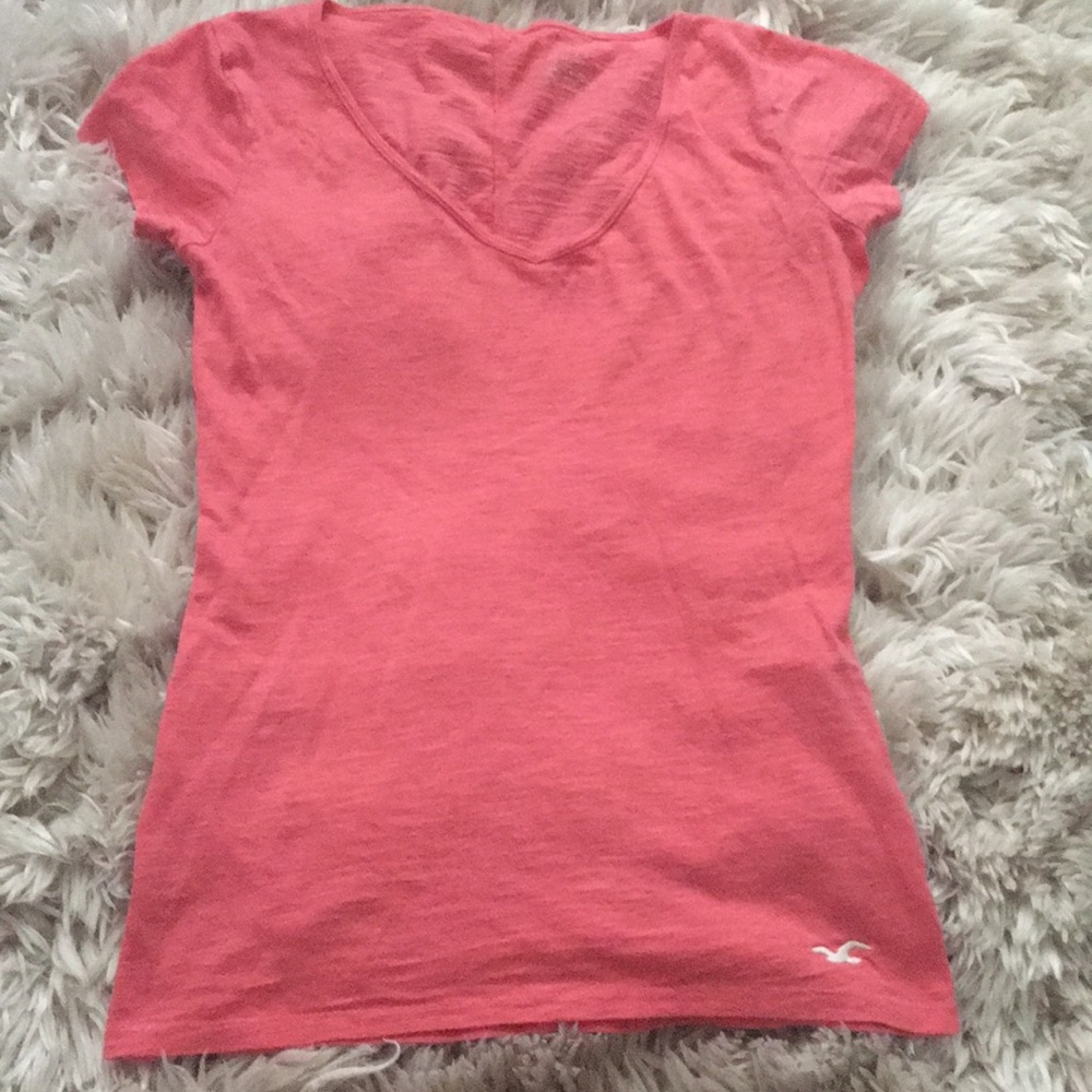 Peachy pink xs hollister v-neck fitted top